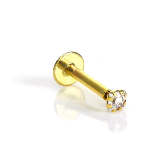 9ct Gold & 2mm Square CZ Labret Helix Piercing - jewellerybox