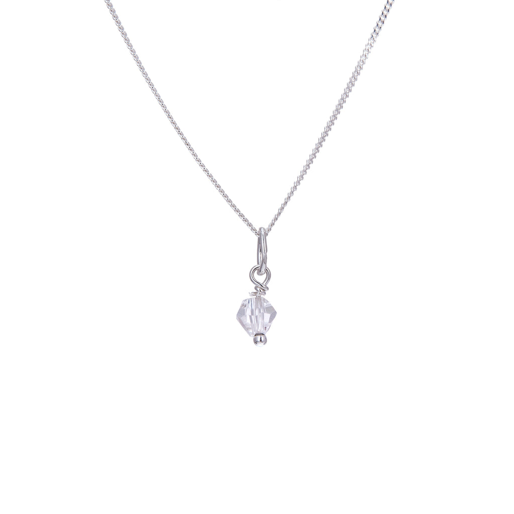 Sterling Silver Clear CZ Bead Necklace - 14 - 22 Inches