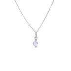 Sterling Silver Clear CZ Bead Necklace - 14 - 22 Inches