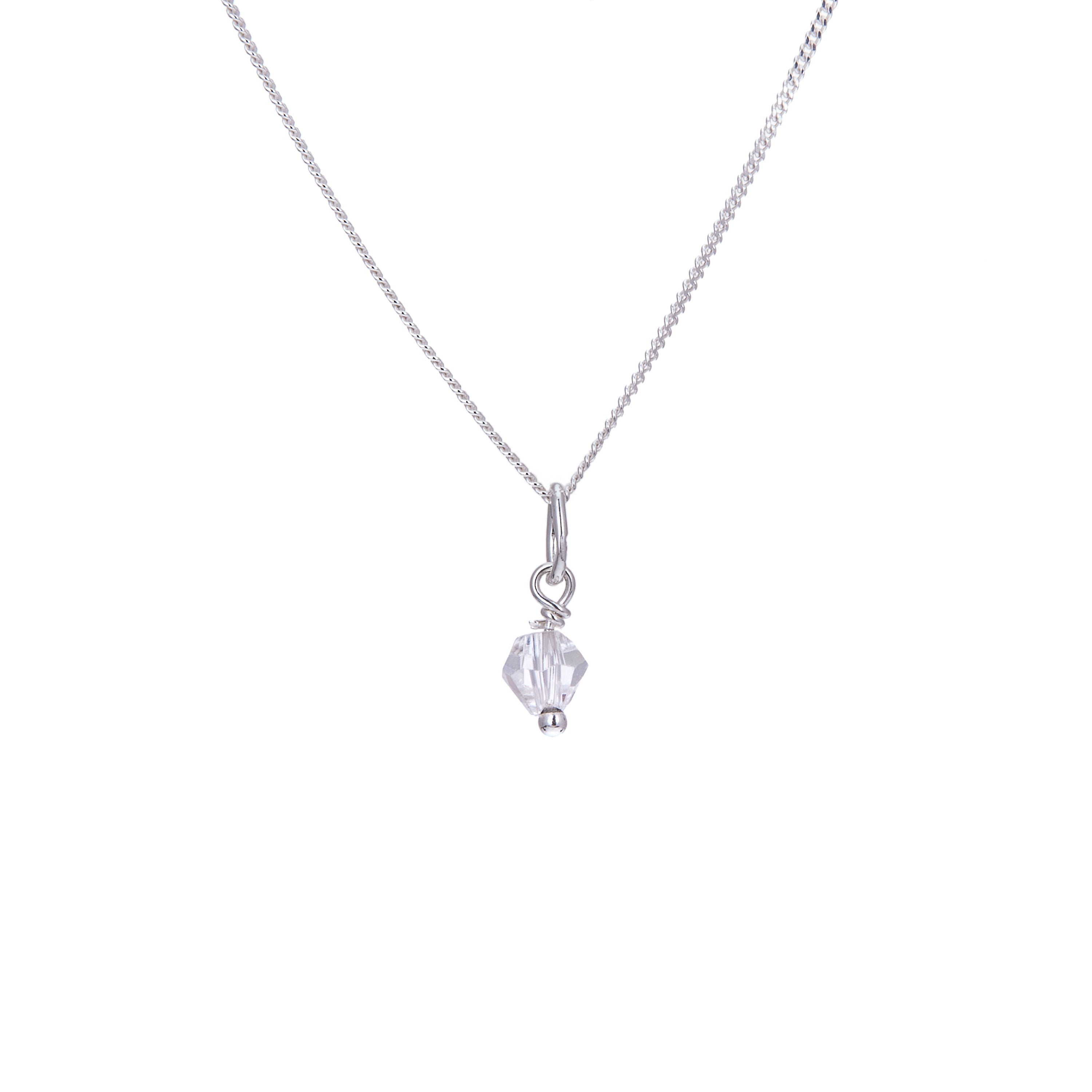 Sterling Silver Clear CZ Bead Necklace - 14 - 22 Inches