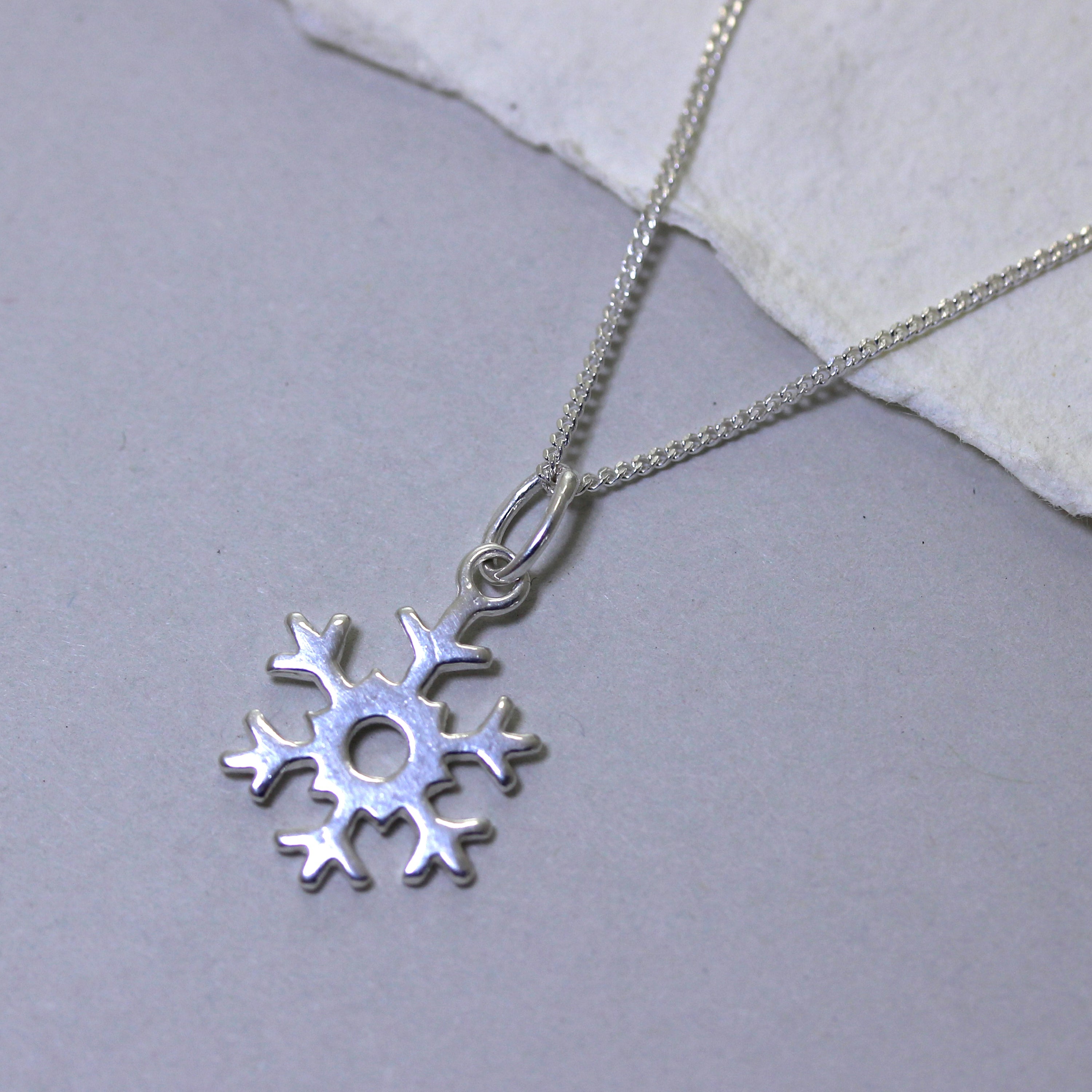 Sterling Silver Snowflake Necklace - 14 - 32 Inches