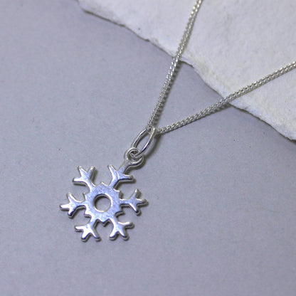 Sterling Silver Snowflake Necklace - 14 - 32 Inches