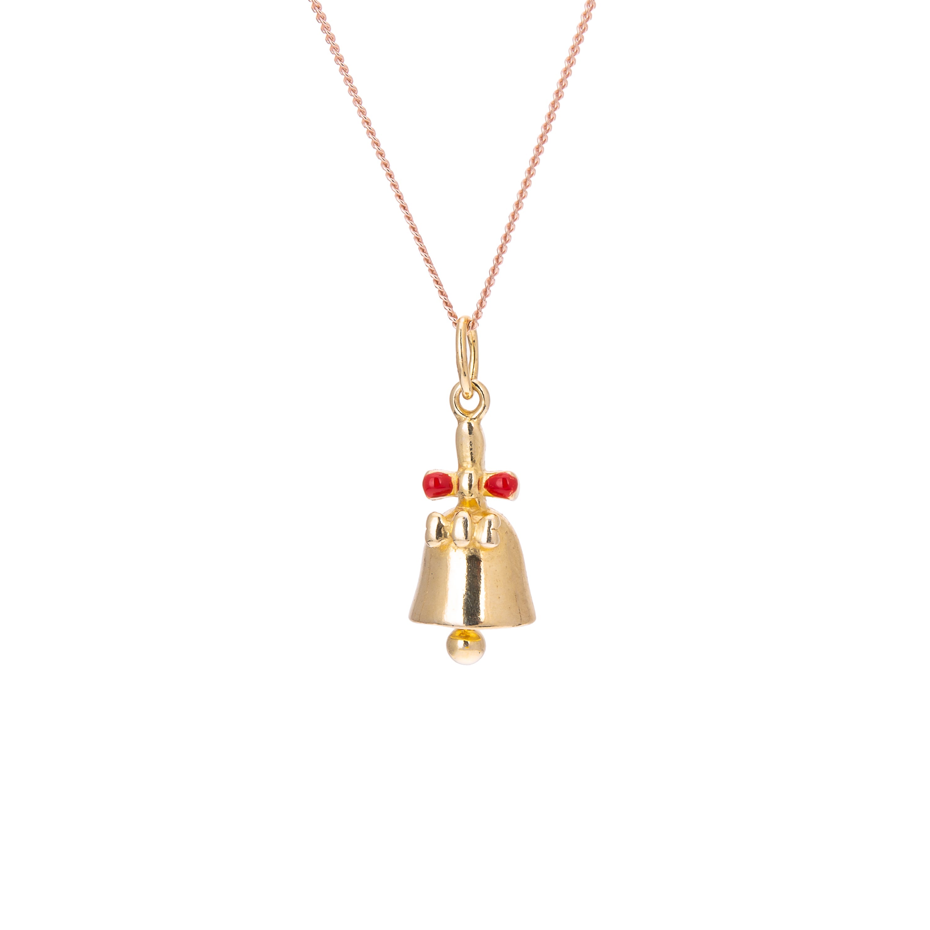 Gold Plated Sterling Silver Jingle Bell Necklace - 14 - 32 Inches