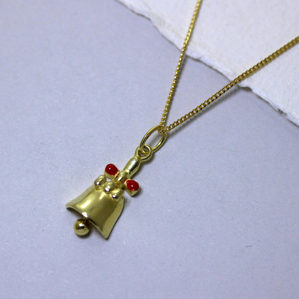 Gold Plated Sterling Silver Jingle Bell Necklace - 14 - 32 Inches