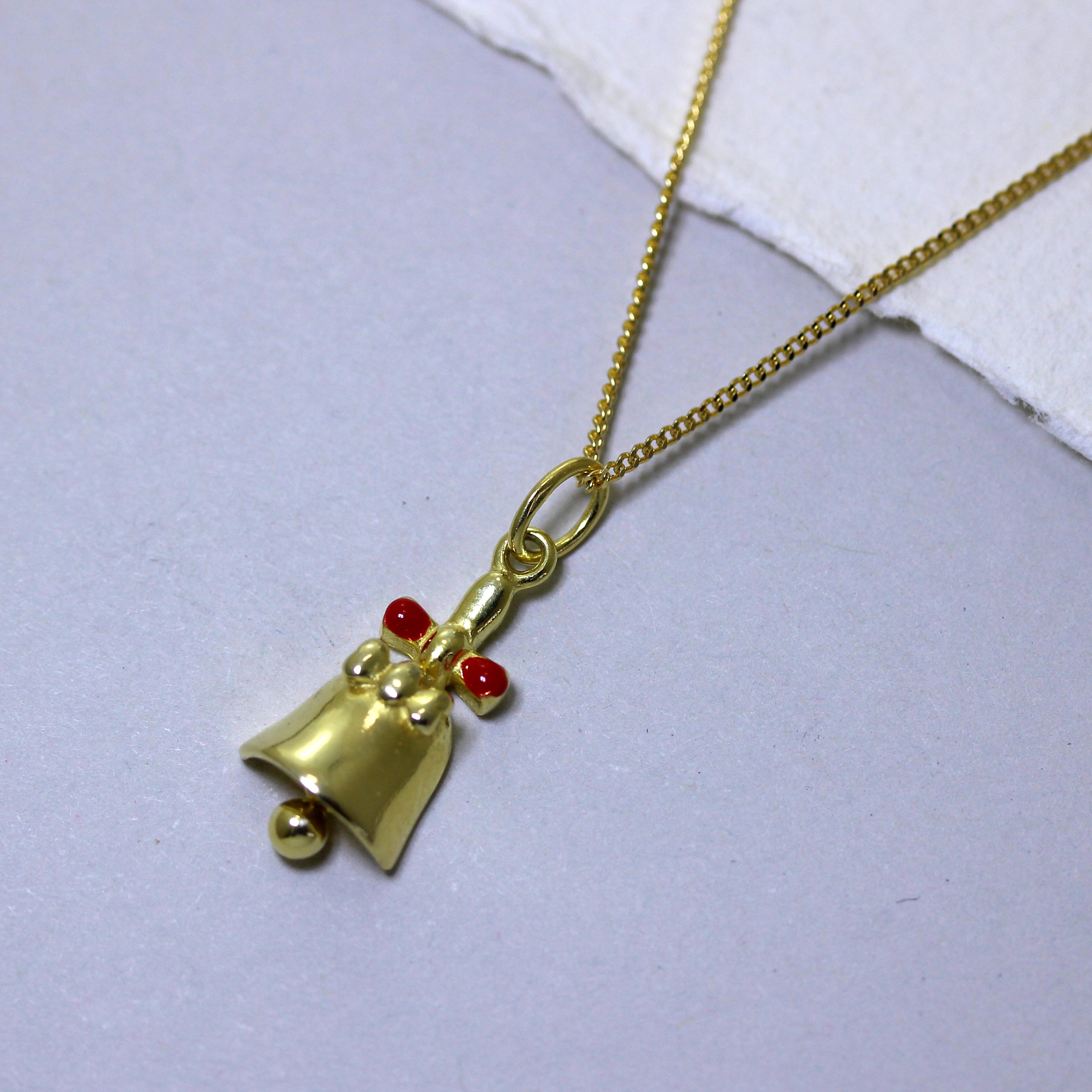 Gold Plated Sterling Silver Jingle Bell Necklace - 14 - 32 Inches