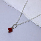 Sterling Silver Red CZ Bead Necklace - 14 - 22 Inches