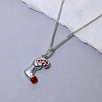 Sterling Silver Stocking & Candy Cane Necklace 14 - 32 Inch