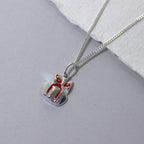 Sterling Silver Enamel Christmas Present Necklace - 14 - 32 Inches