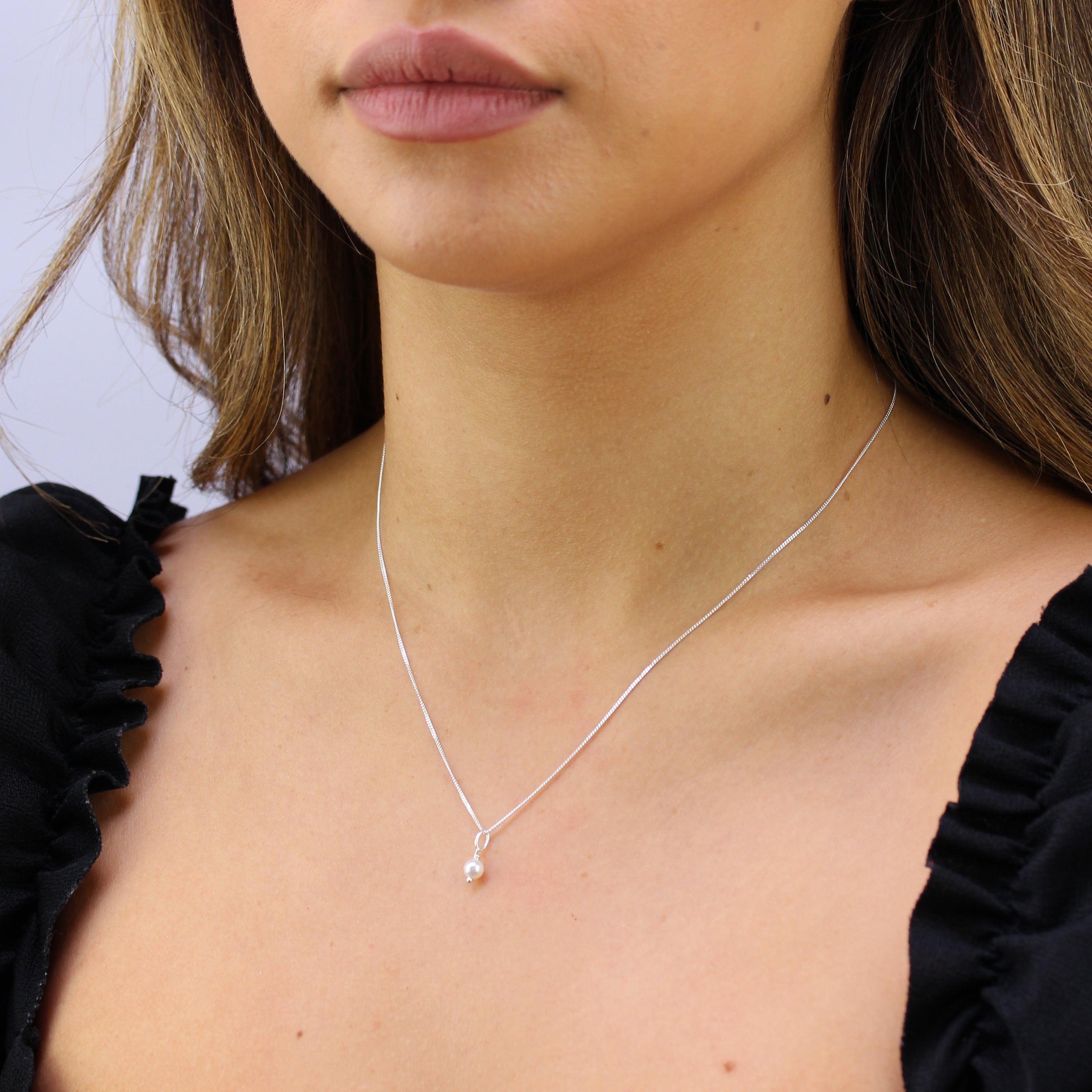 Sterling Silver Round Freshwater Pearl Necklace - 14 - 32 Inches