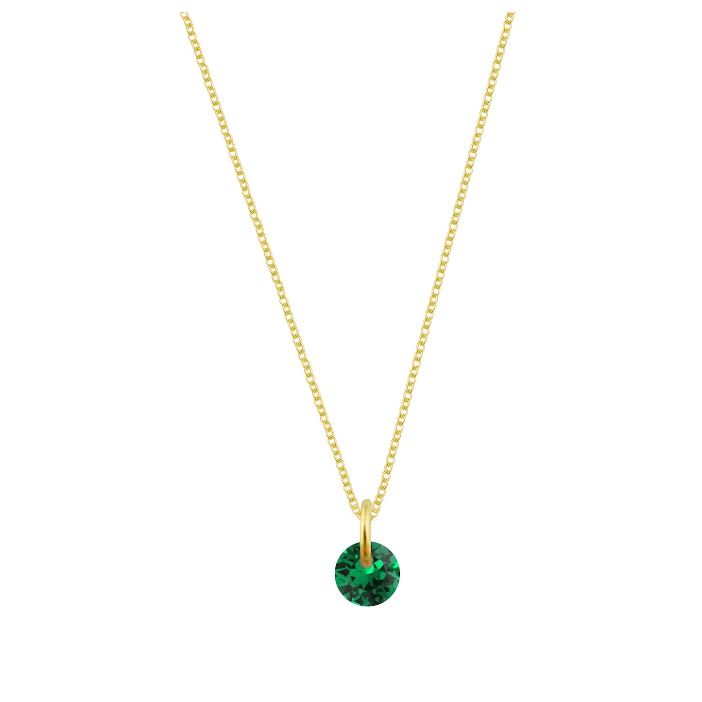 Gold Plated Sterling Silver & 4mm Emerald CZ Necklace - 16 - 22 Inches