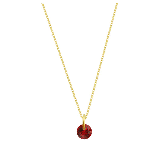 Gold Plated Sterling Silver & 4mm Ruby CZ Necklace - 16 - 22 Inches