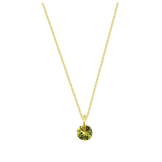 Gold Plated Sterling Silver & 4mm Peridot CZ Necklace - 16 - 22 Inches
