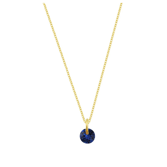 Gold Plated Sterling Silver & 4mm Sapphire CZ Necklace - 16 - 22 Inches