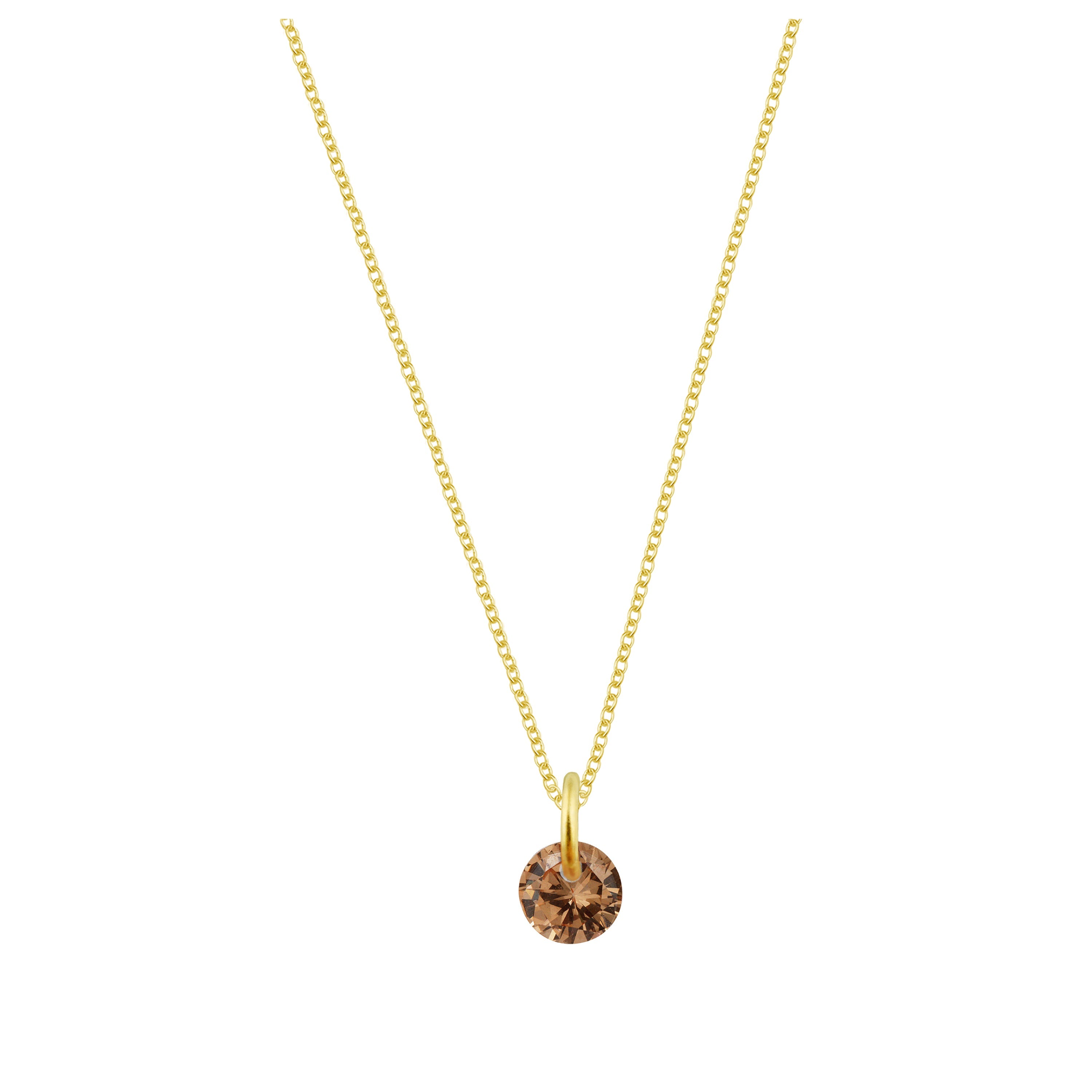Gold Plated Sterling Silver & 4mm Citrine CZ Necklace - 16 - 22 Inches