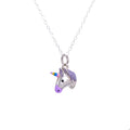 Sterling Silver Unicorn Enamel Necklace - 16 - 32 Inches