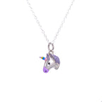 Sterling Silver Unicorn Enamel Necklace - 16 - 32 Inches