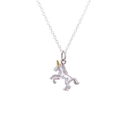 Sterling Silver Prancing Unicorn Necklace - 16 - 32 Inches