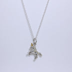 Sterling Silver Prancing Unicorn Necklace - 16 - 32 Inches