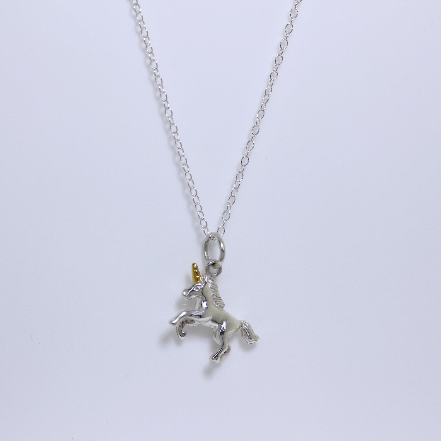 Sterlingsilber Springendes Einhorn Halskette 35,5 - 81cm