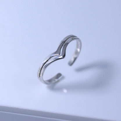 Sterling Silver Double Wishbone Adjustable Ring