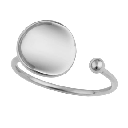 Sterling Silver Plain Round Disc Adjustable Ring