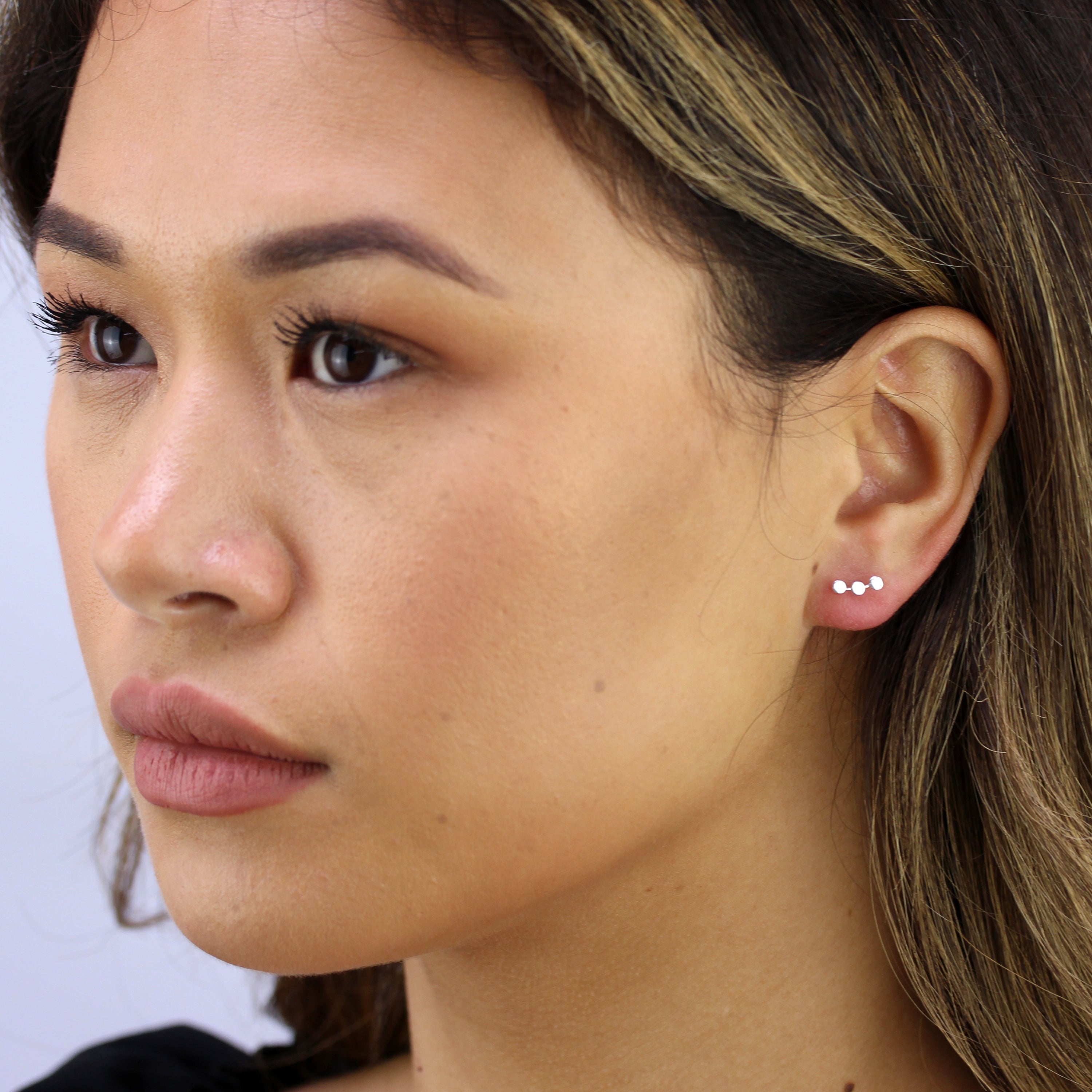 Sterling Silver Triple Disc Stud Earrings