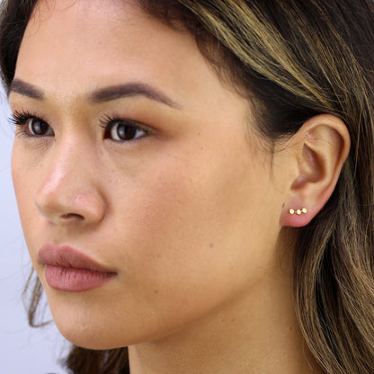 Gold Plated Sterling Silver Triple Disc Stud Earrings