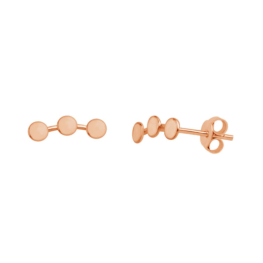 Rose Gold Plated Sterling Silver Triple Disc Stud Earrings