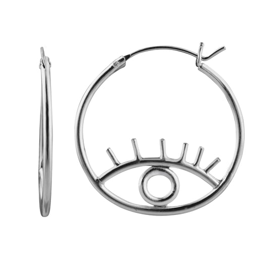 Sterling Silver Open Eye 27mm Hoop Earrings