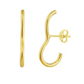 Gold Plated Sterling Silver Curve Bar Crawler Stud Earrings