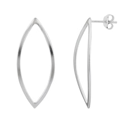 Large Sterling Silver Open Oval Stud Earrings