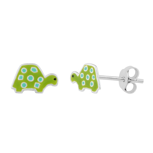 Sterling Silver Enamel Turtle Stud Earrings