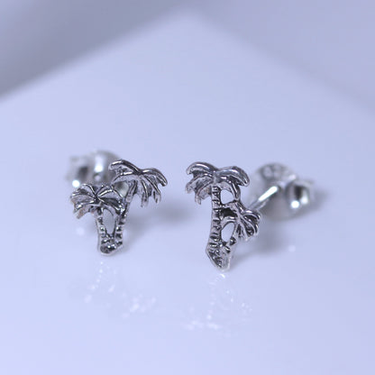 Small Sterling Silver Palm Tree Stud Earrings