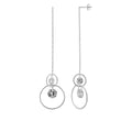 Sterling Silver Double Circle CZ Drop Stud Earrings