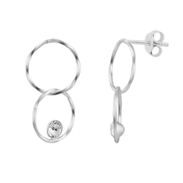 Sterling Silver Infinity Karma CZ Drop Stud Earrings