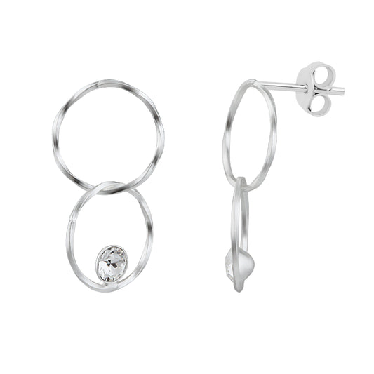 Sterling Silver Infinity Karma CZ Drop Stud Earrings