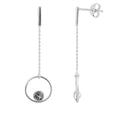 Sterling Silver Minimalist Circle CZ Drop Stud Earrings