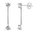 Sterling Silver Double CZ Drop Bar Stud Earrings
