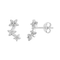 Sterling Silver Triple Star Pave CZ Stud Earrings