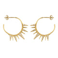 Gold Plated Sterling Silver CZ Spike Hoop Stud Earrings