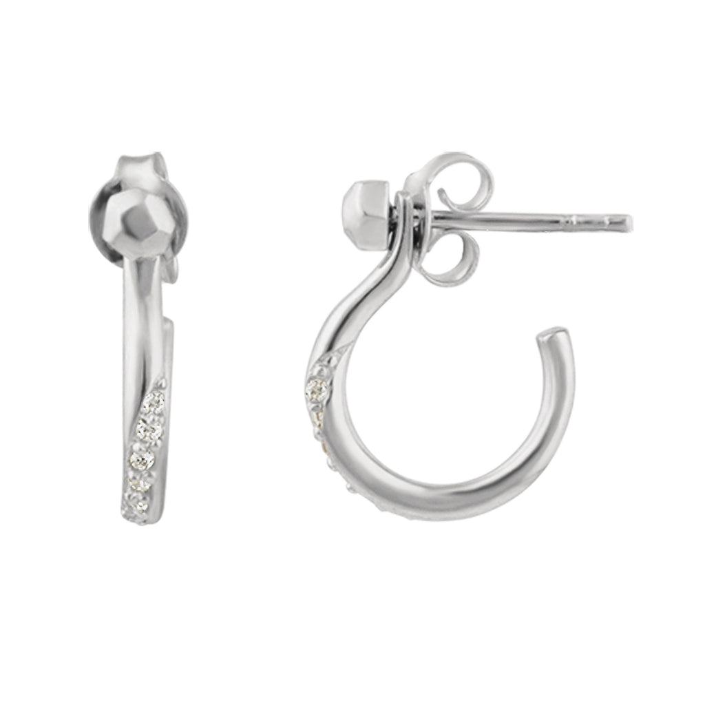 Sterling Silver Swirl CZ Jacket Stud Earrings