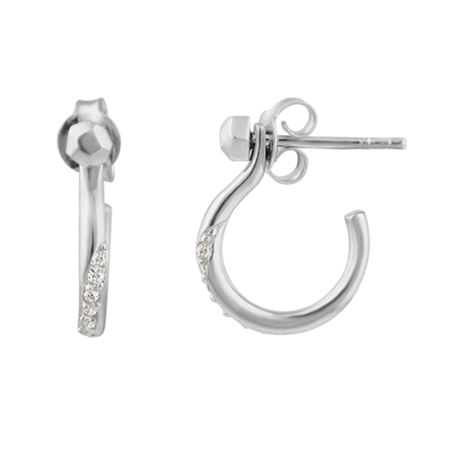 Sterling Silver Swirl CZ Jacket Stud Earrings