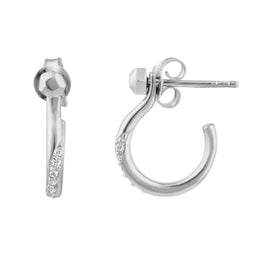 Sterling Silver Swirl CZ Jacket Stud Earrings