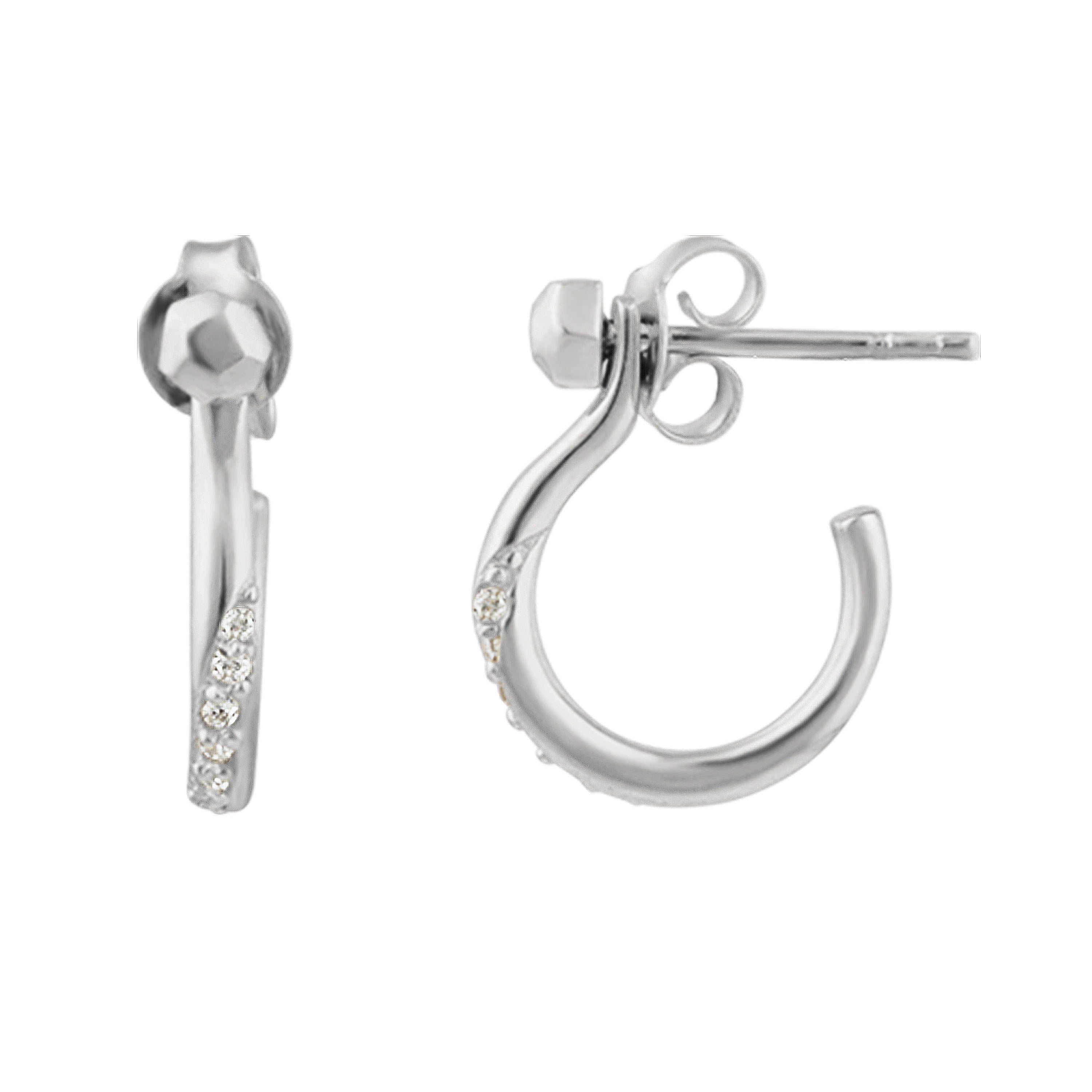 Sterling Silver Swirl CZ Jacket Stud Earrings