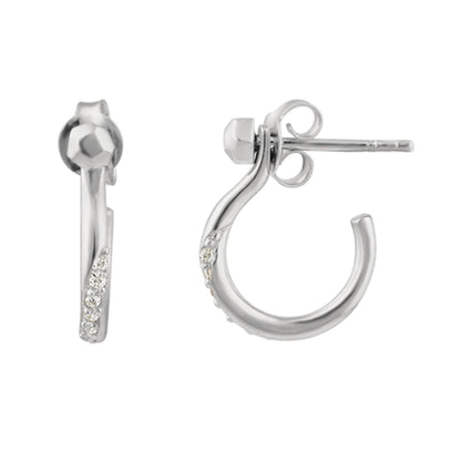 Sterling Silver Swirl CZ Jacket Stud Earrings