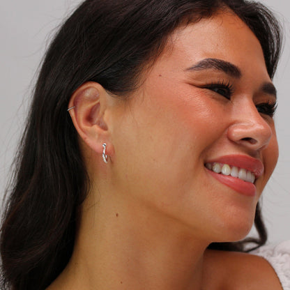 Sterling Silver Swirl CZ Jacket Stud Earrings