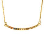 Gold Plated Sterling Silver CZ Rainbow Curve Bar Necklace