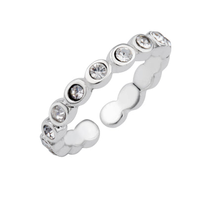 Sterling Silver Round CZ Open Adjustable Eternity Ring