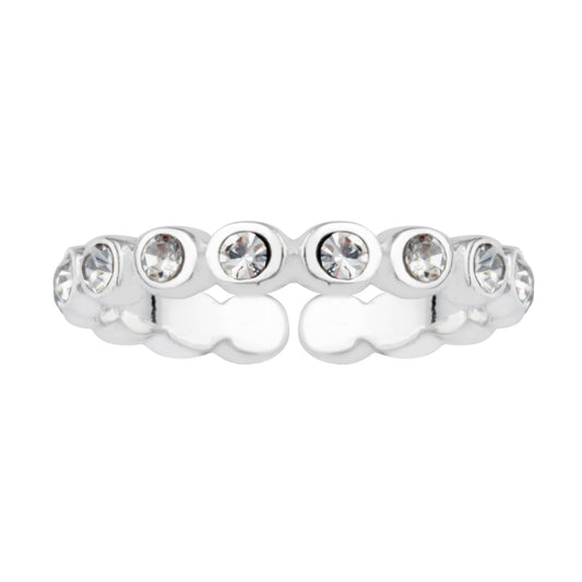 Sterling Silver Round CZ Open Adjustable Eternity Ring