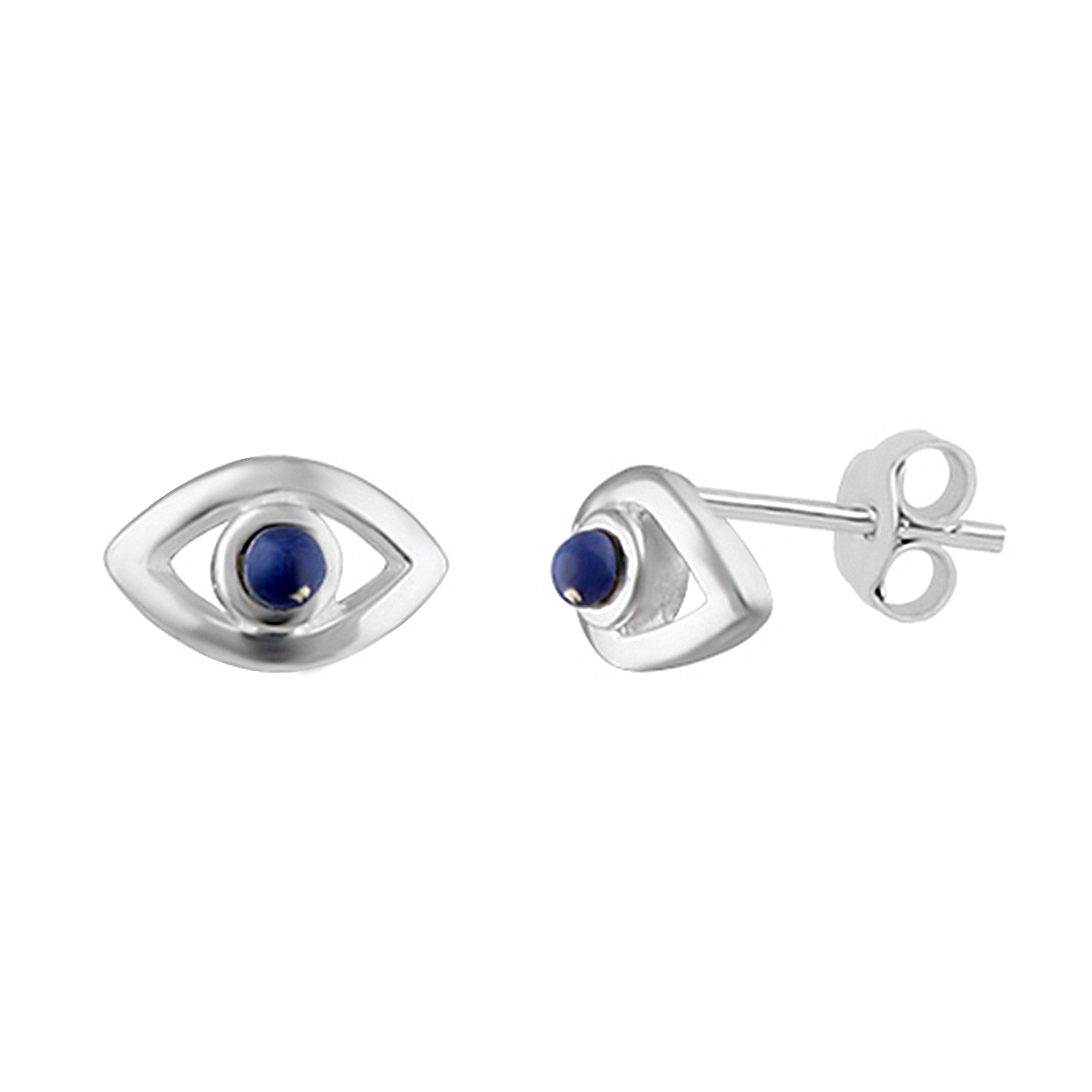 Sterling Silver Evil Eye Lapis Stud Earrings